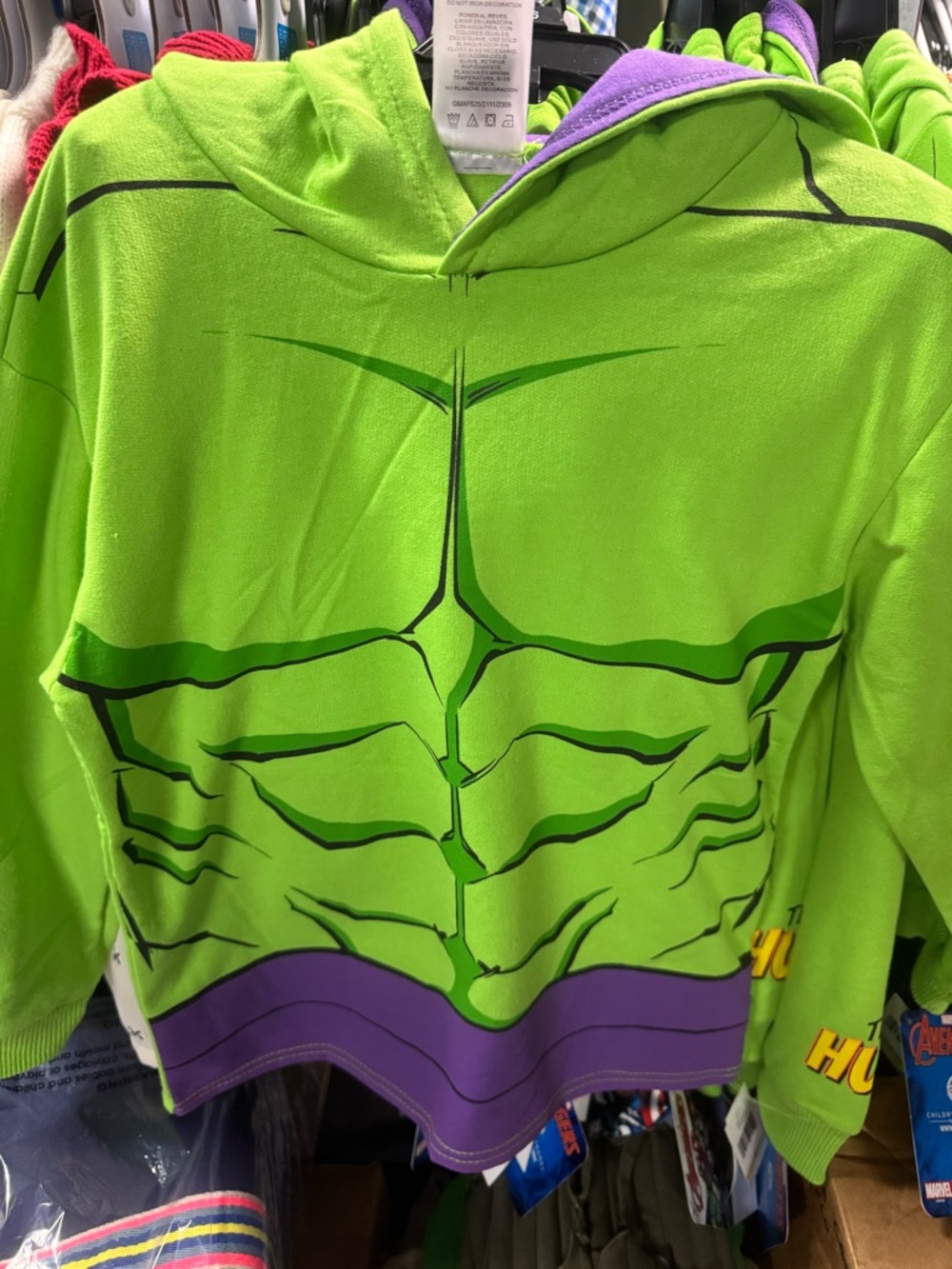 Marvel Kids Green and Purple Muscle Hoodie